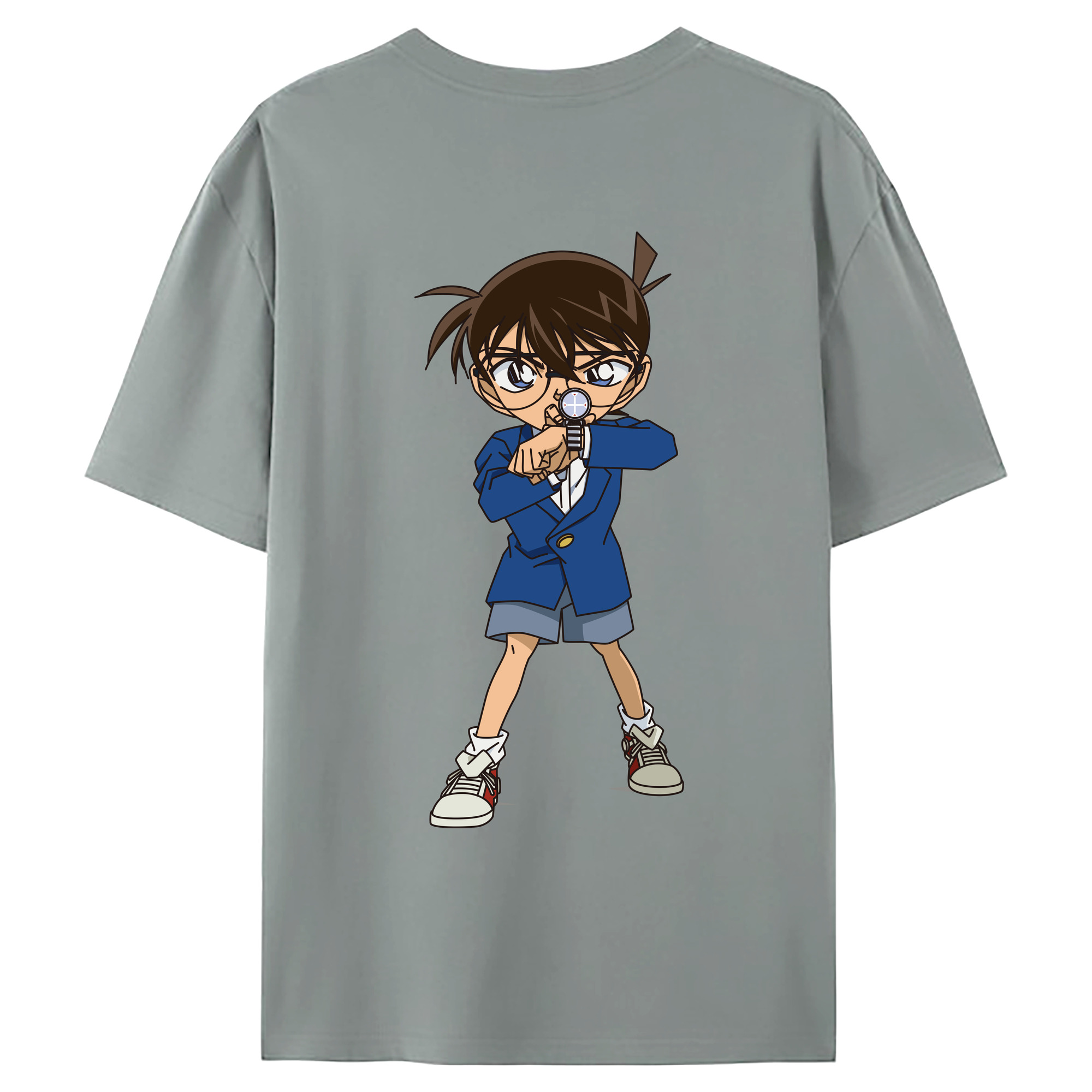 （画像用） 名探偵コナン 江戸川 コナン Detective Conan Conan Edogawa 綿100％ メンズ半袖Tシャツ（バックプリント） 通気性